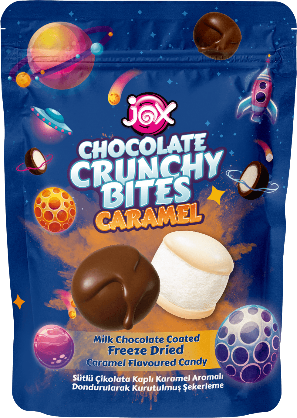 jox chocolate coated freeze dried candy caramel